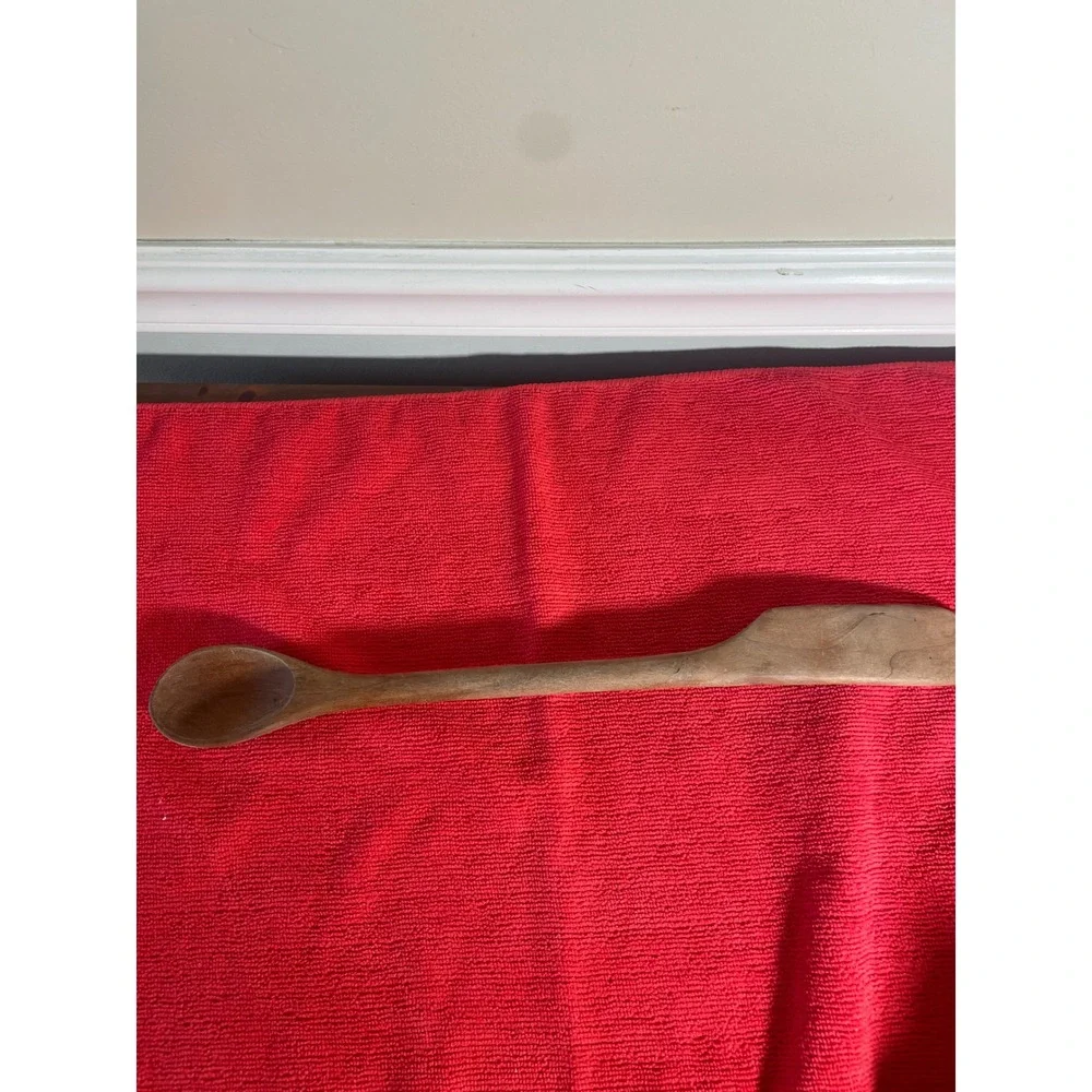 Vintage Hand Carved Wooden Dual Ended Mixing Spoon and Spreader Tool